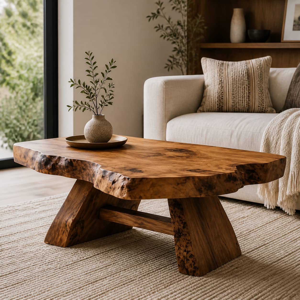 Aethel Live-Edge Solid Wood Coffee Table For Living Room