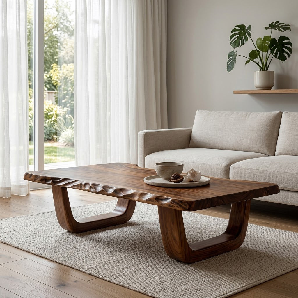 Arvion Scoop Base Live Edge Solid Wood Coffee Table