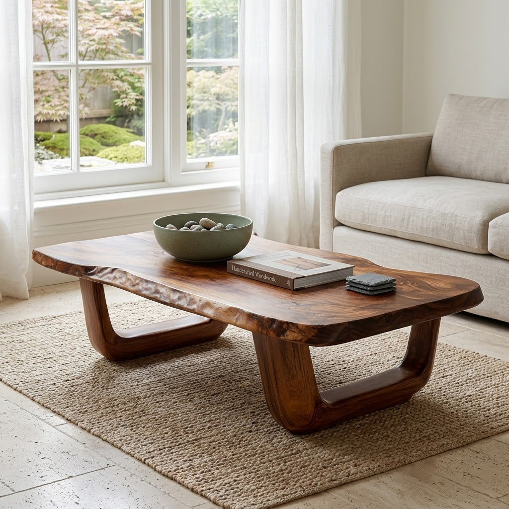 Arvion Scoop Base Live Edge Solid Wood Coffee Table