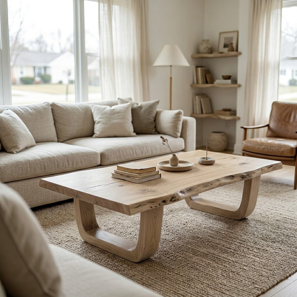 Arvion Scoop Base Live Edge Solid Wood Coffee Table