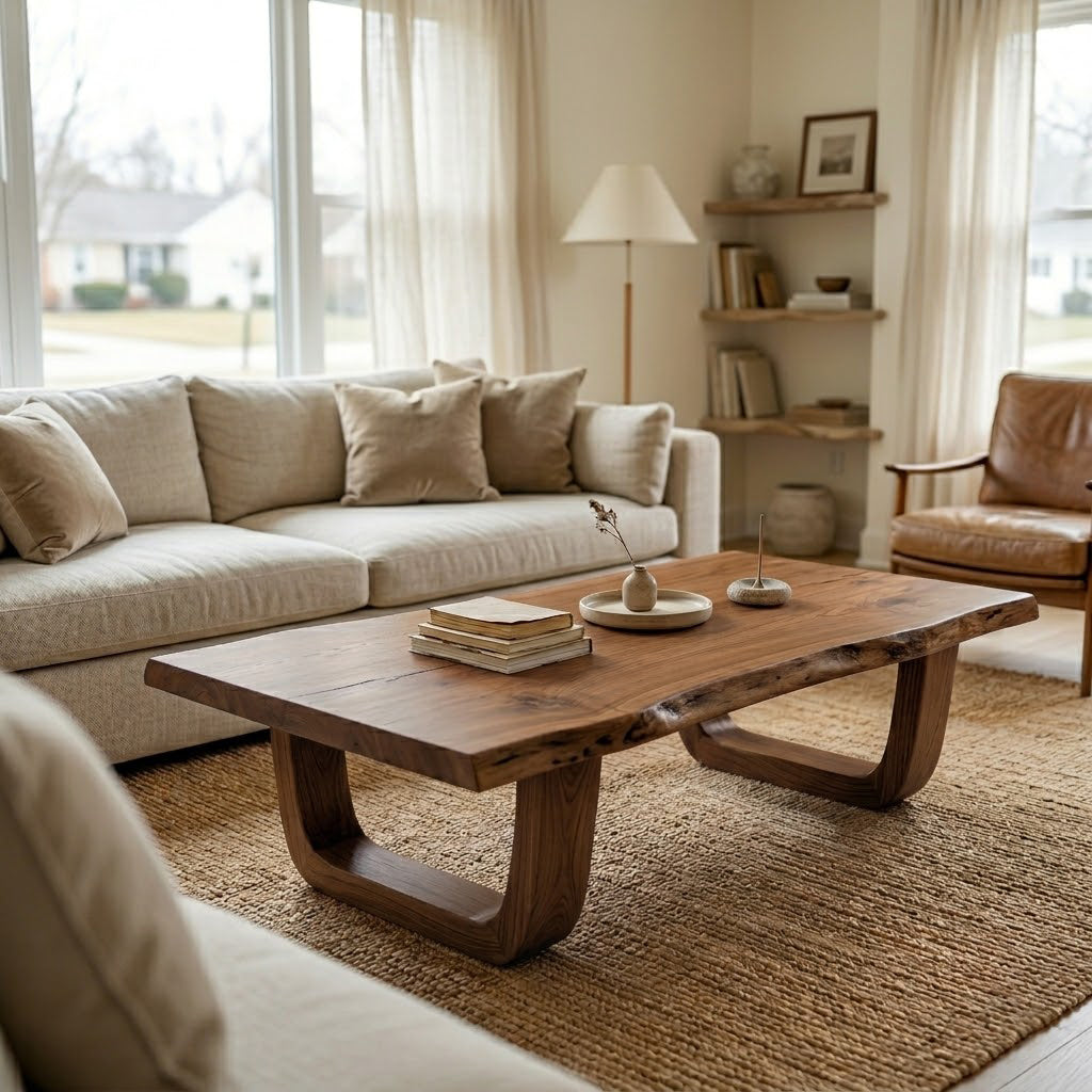 Arvion Scoop Base Live Edge Solid Wood Coffee Table
