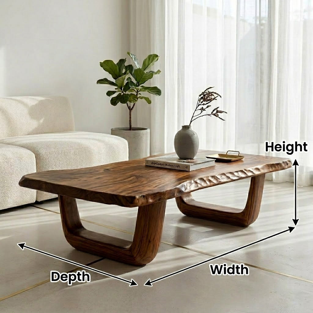 Arvion Scoop Base Live Edge Solid Wood Coffee Table