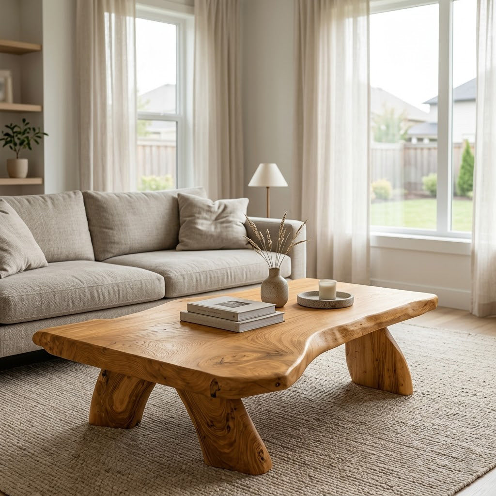 Arvion Thick Slab Solid Wood Low Coffee Table