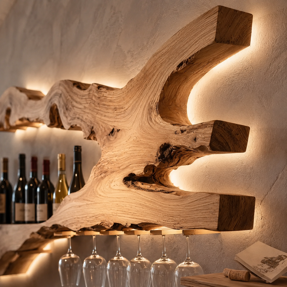 Caskara Solid Wood Wine Holder Shelf For Dining Room