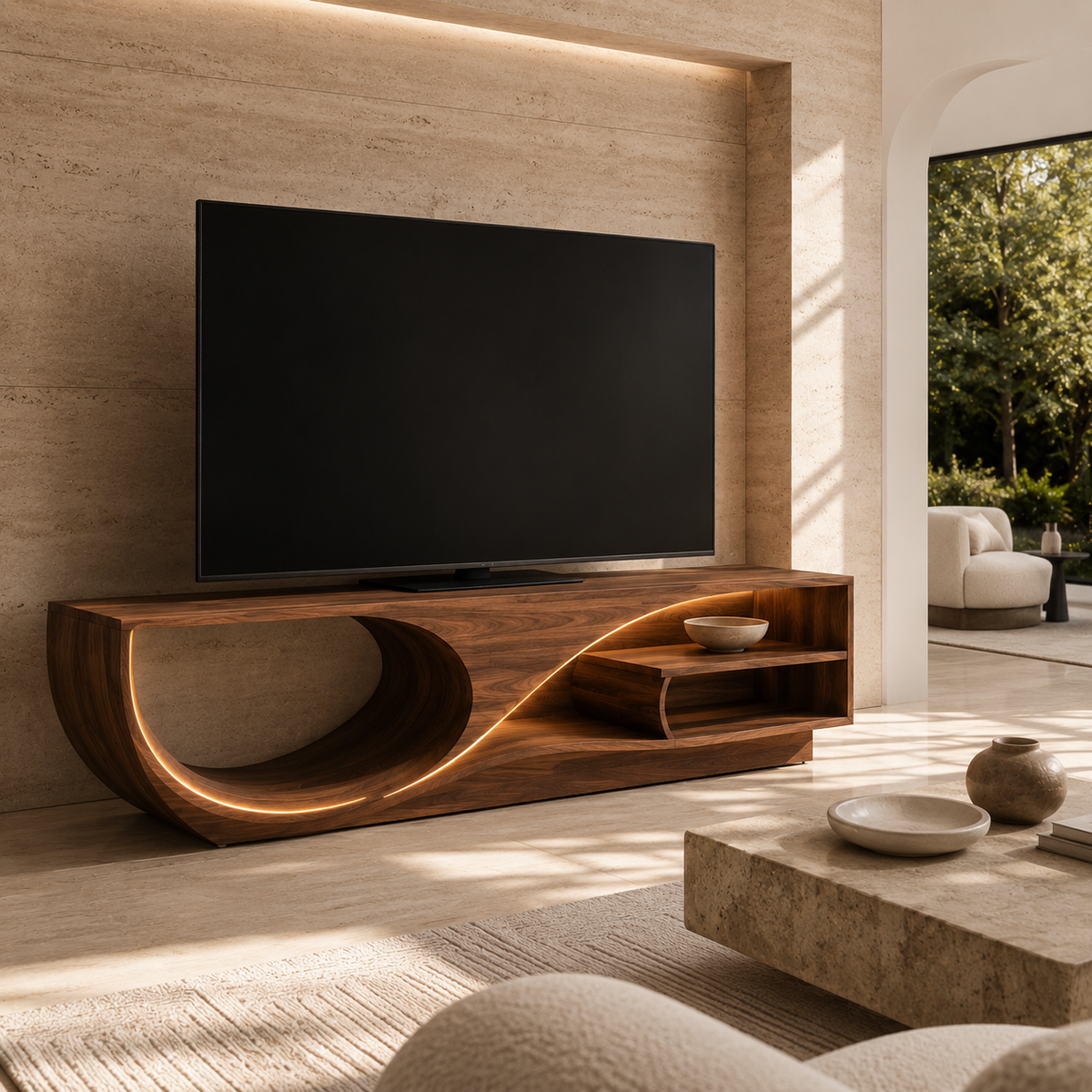 Valden Bold Accent Solid Wood TV Console For Living Room