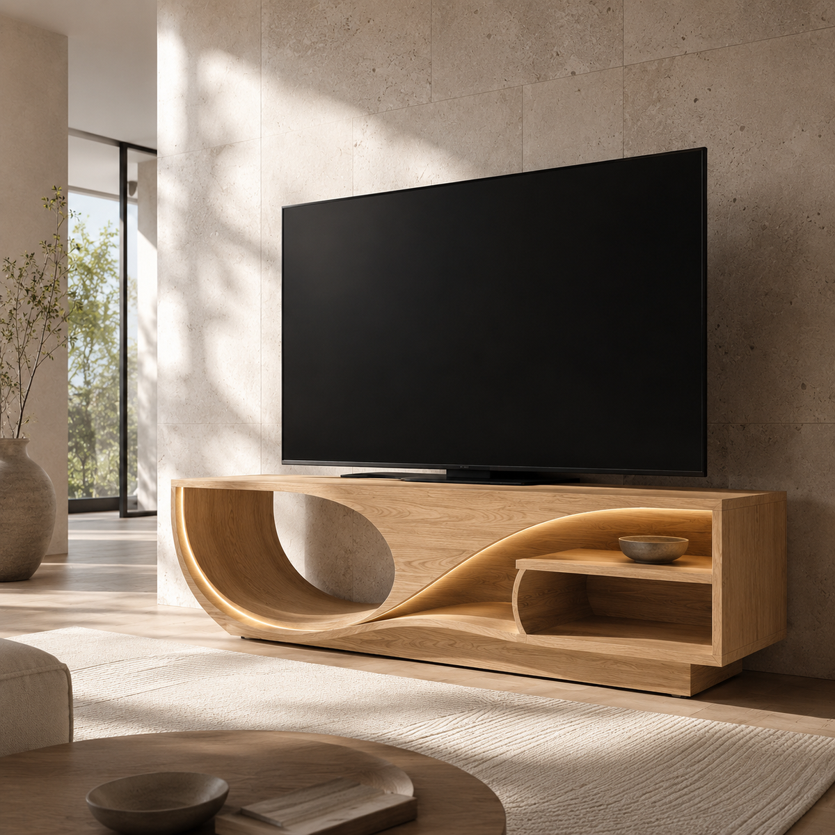 Valden Bold Accent Solid Wood TV Console For Living Room