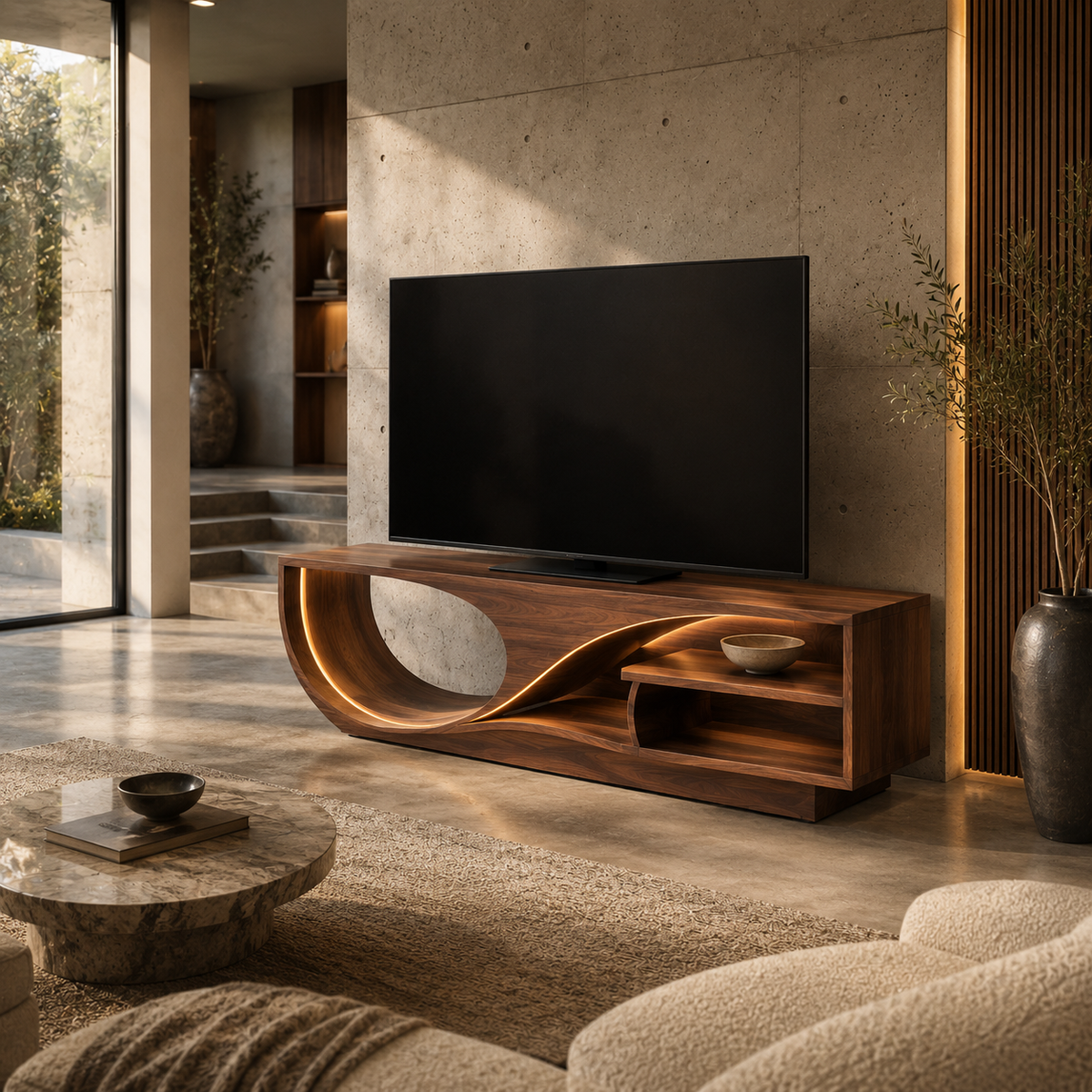 Valden Bold Accent Solid Wood TV Console For Living Room