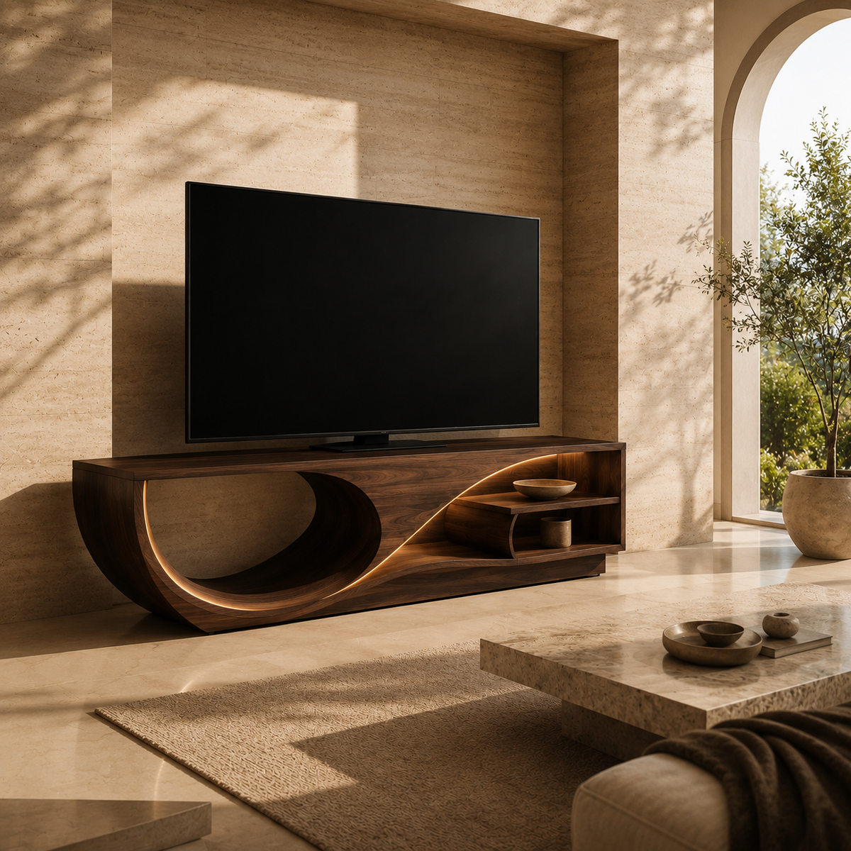 Valden Bold Accent Solid Wood TV Console For Living Room