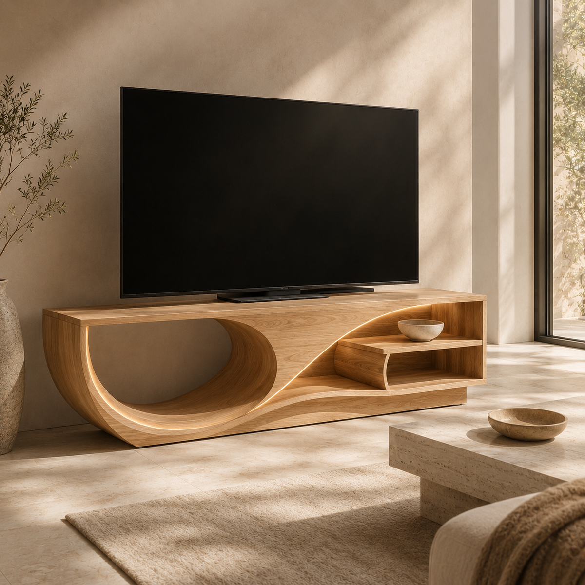 Valden Bold Accent Solid Wood TV Console For Living Room