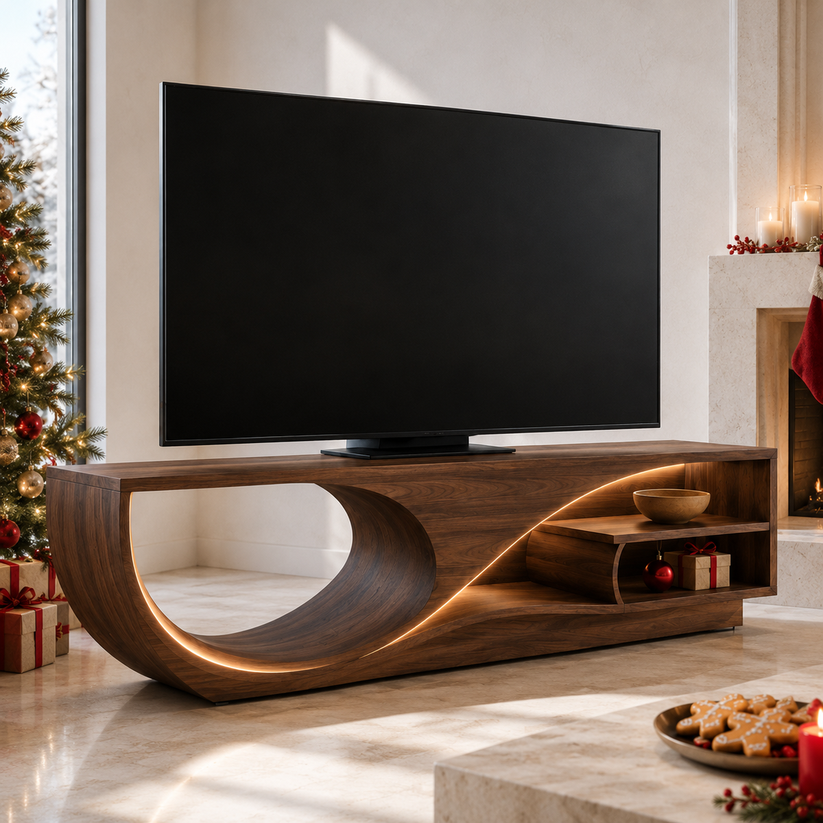 Valden Bold Accent Solid Wood TV Console For Living Room