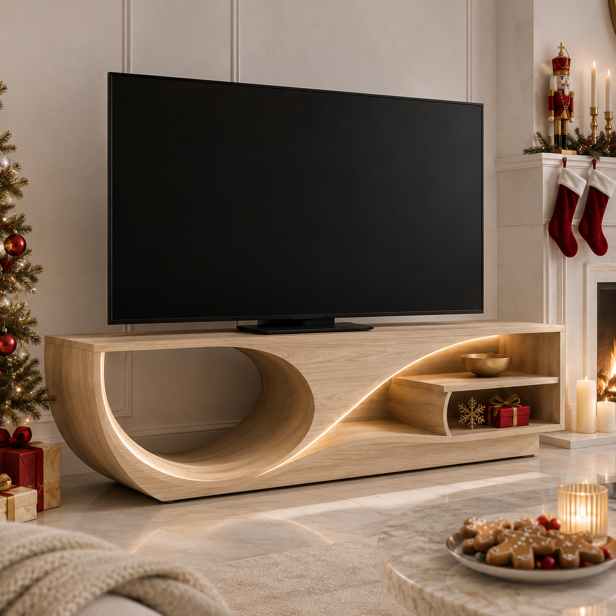 Valden Bold Accent Solid Wood TV Console For Living Room