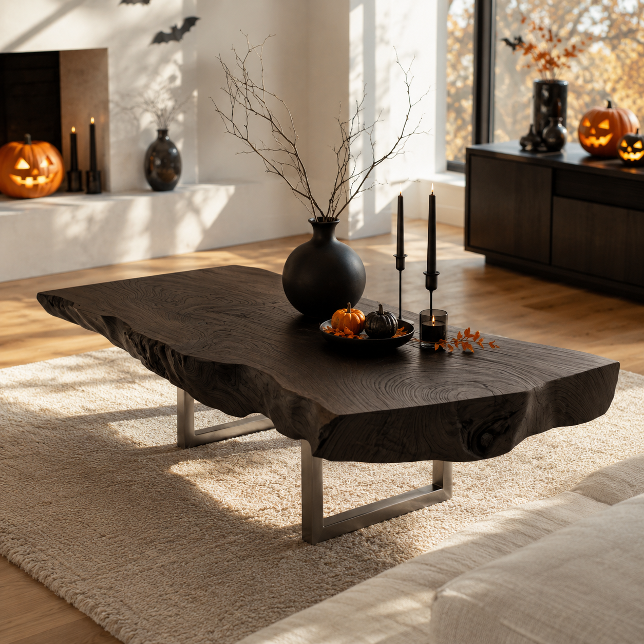 Vireon Slab Live Edge Solid Wood Coffee Table For Living Room