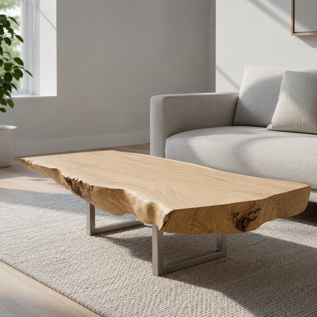Vireon Slab Live Edge Solid Wood Coffee Table For Living Room