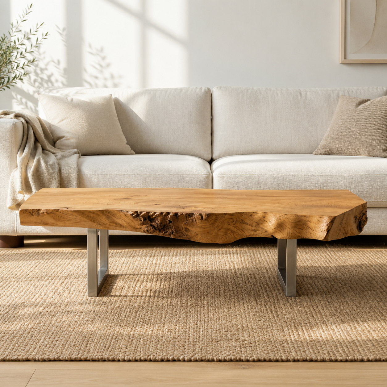 Vireon Slab Live Edge Solid Wood Coffee Table For Living Room