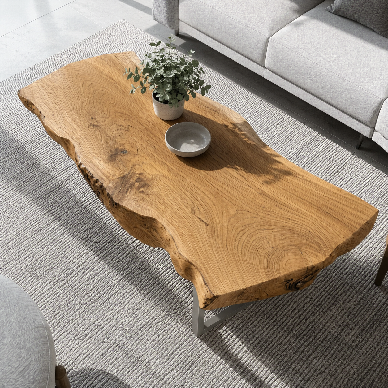 Vireon Slab Live Edge Solid Wood Coffee Table For Living Room
