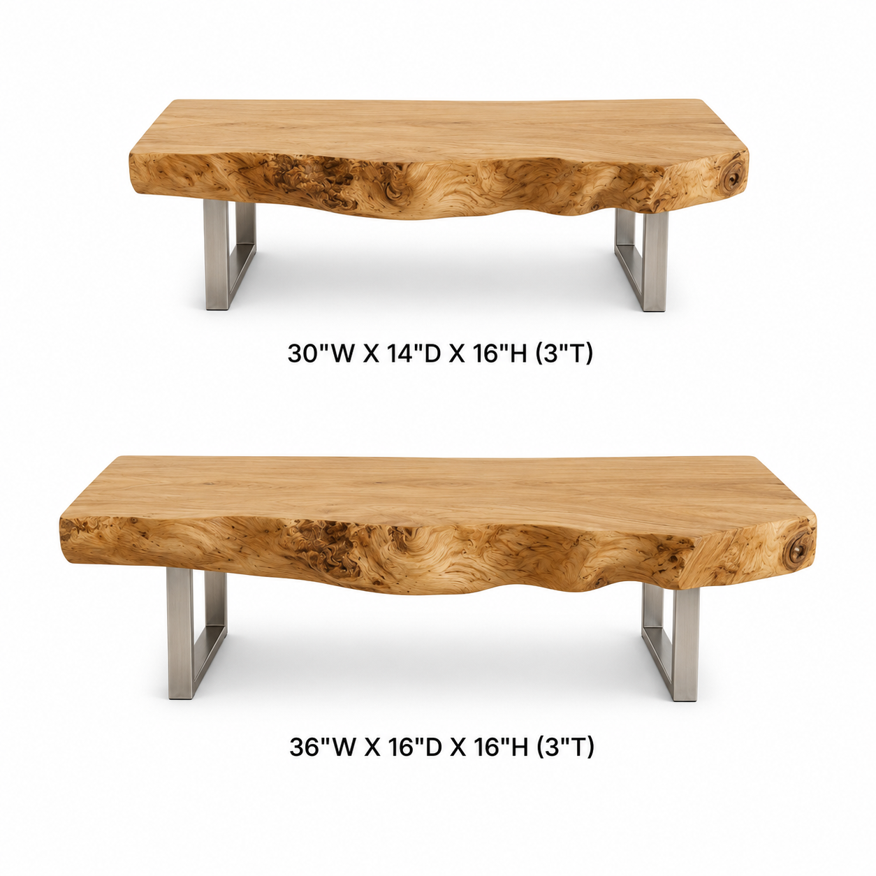 Vireon Slab Live Edge Solid Wood Coffee Table For Living Room