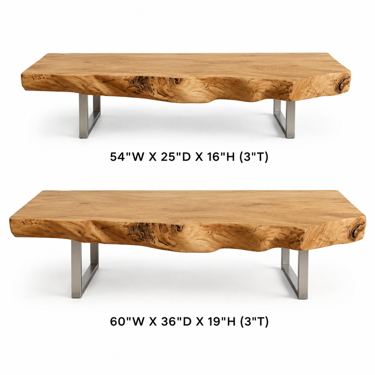 Vireon Slab Live Edge Solid Wood Coffee Table For Living Room