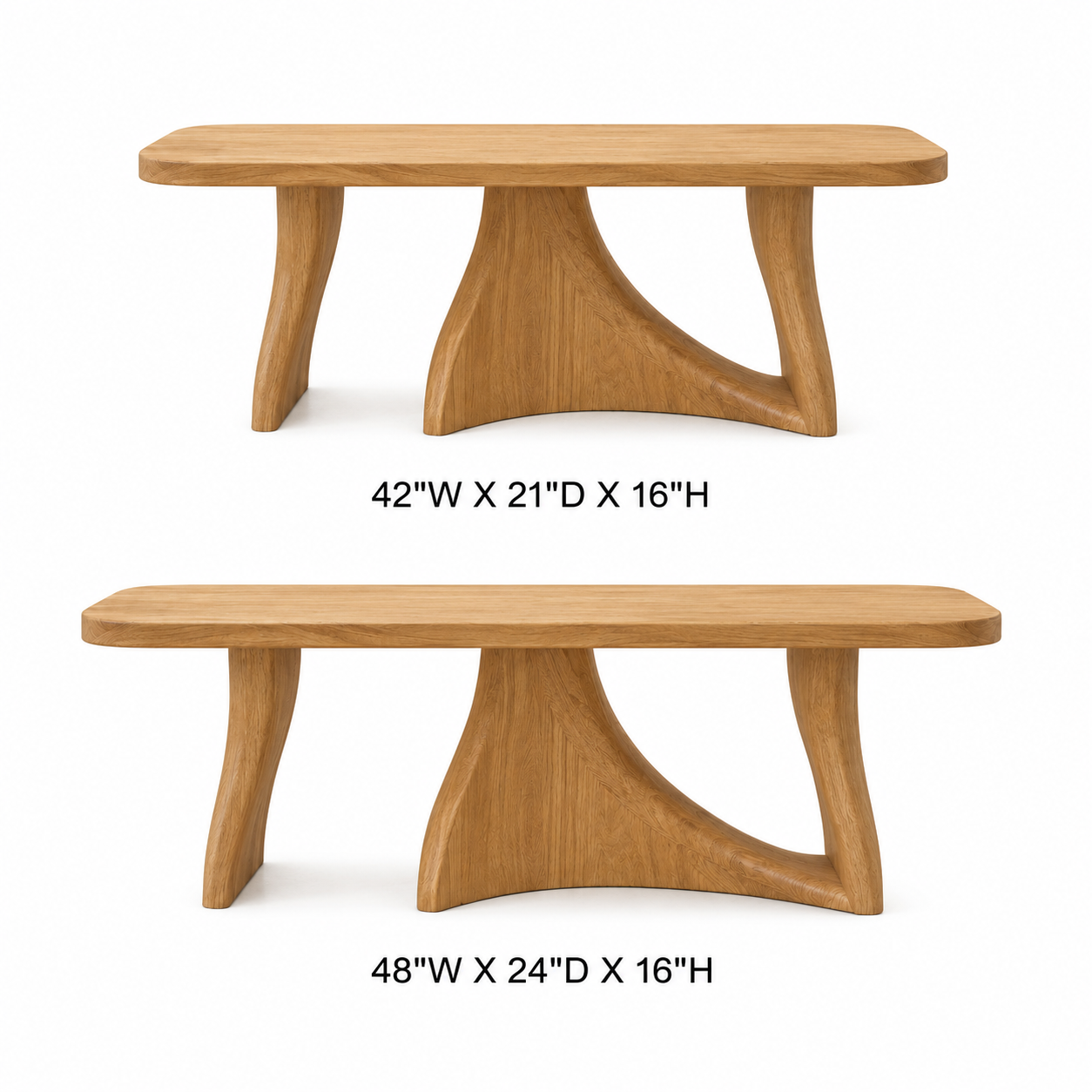 Tidelon Wave Design Solid Wood Coffee Table For Living Room