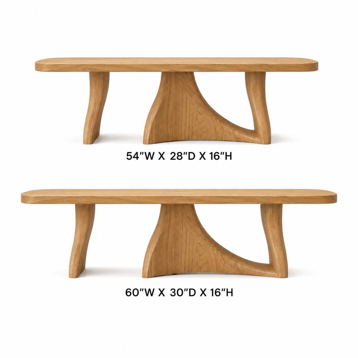 Tidelon Wave Design Solid Wood Coffee Table For Living Room