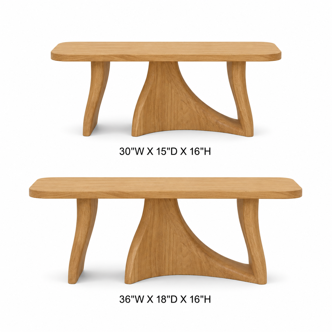 Tidelon Wave Design Solid Wood Coffee Table For Living Room