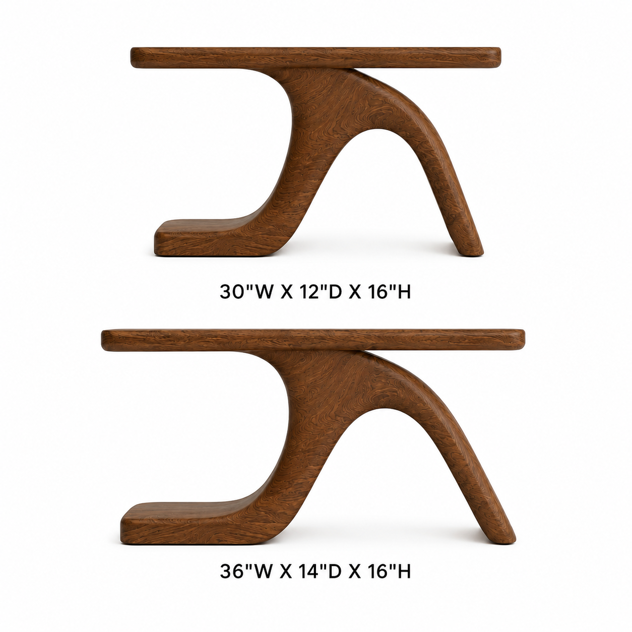 Sculptural Hollow Base Solid Wood Coffee Table For Living Room