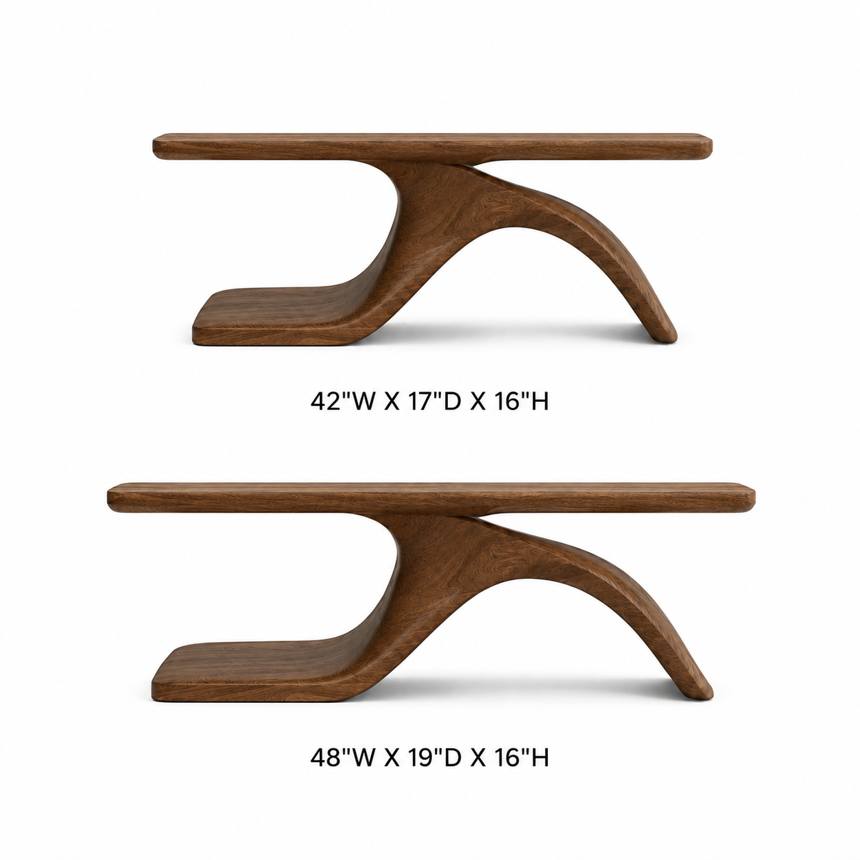 Sculptural Hollow Base Solid Wood Coffee Table For Living Room