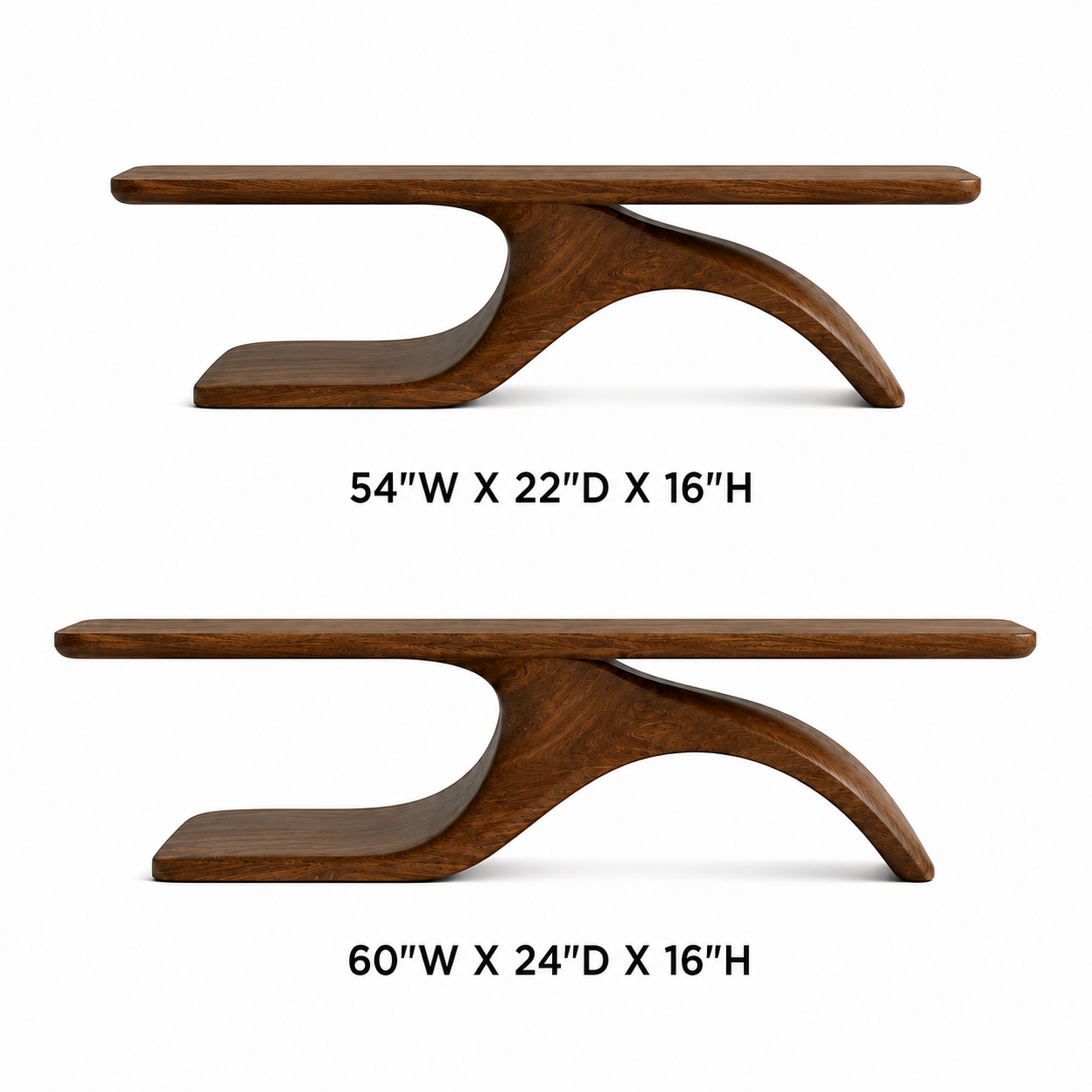 Sculptural Hollow Base Solid Wood Coffee Table For Living Room