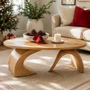 Orvado Organic Solid Wood Coffee Table With Shelf For Living Room