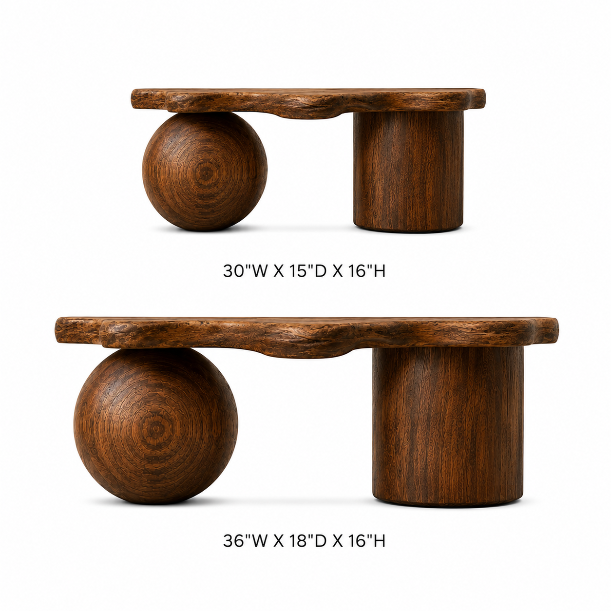 Rovian Twin-Form Base Solid Wood Coffee Table For Living Room