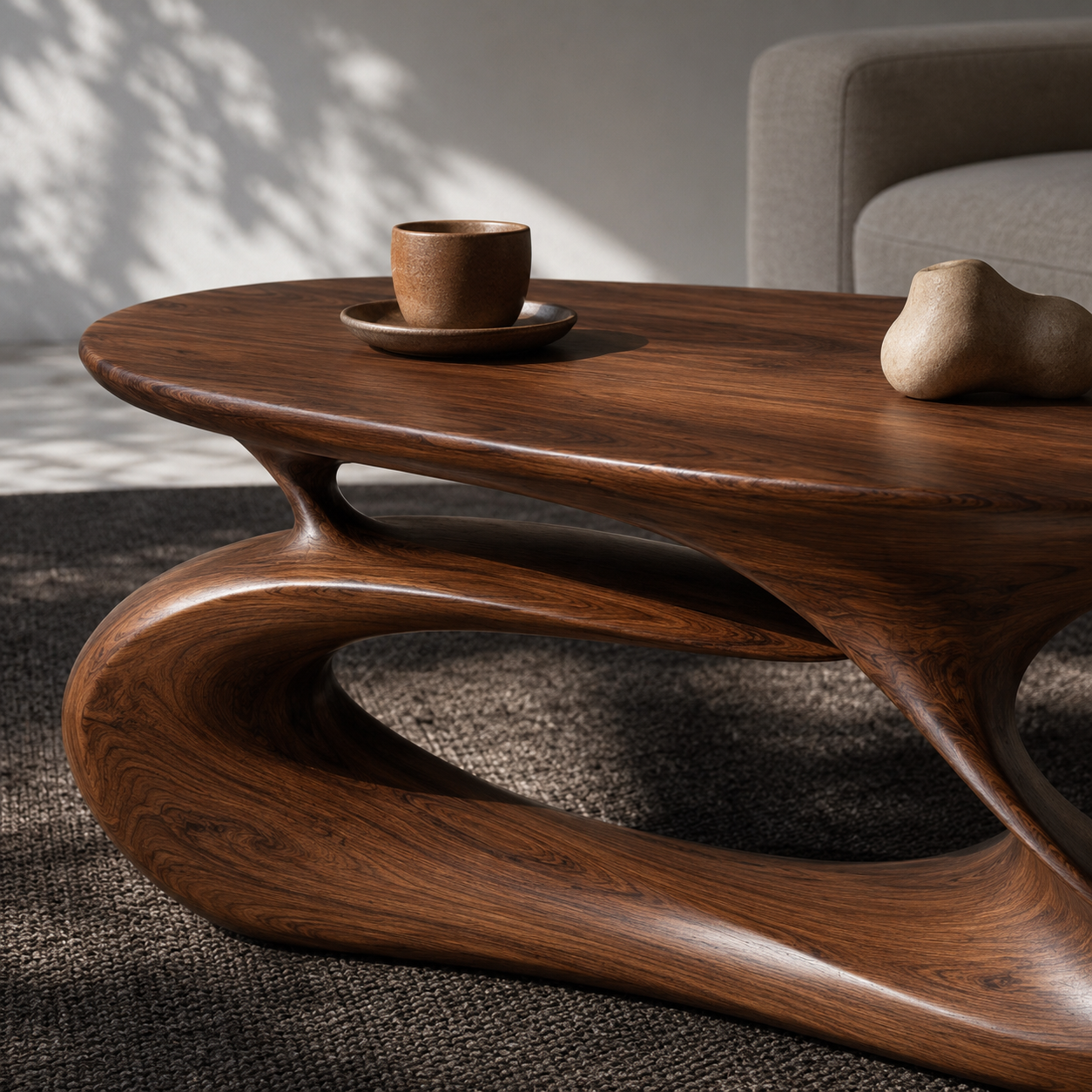 Slatton Round Solid Wood Coffee Table With Shelf For Living Room