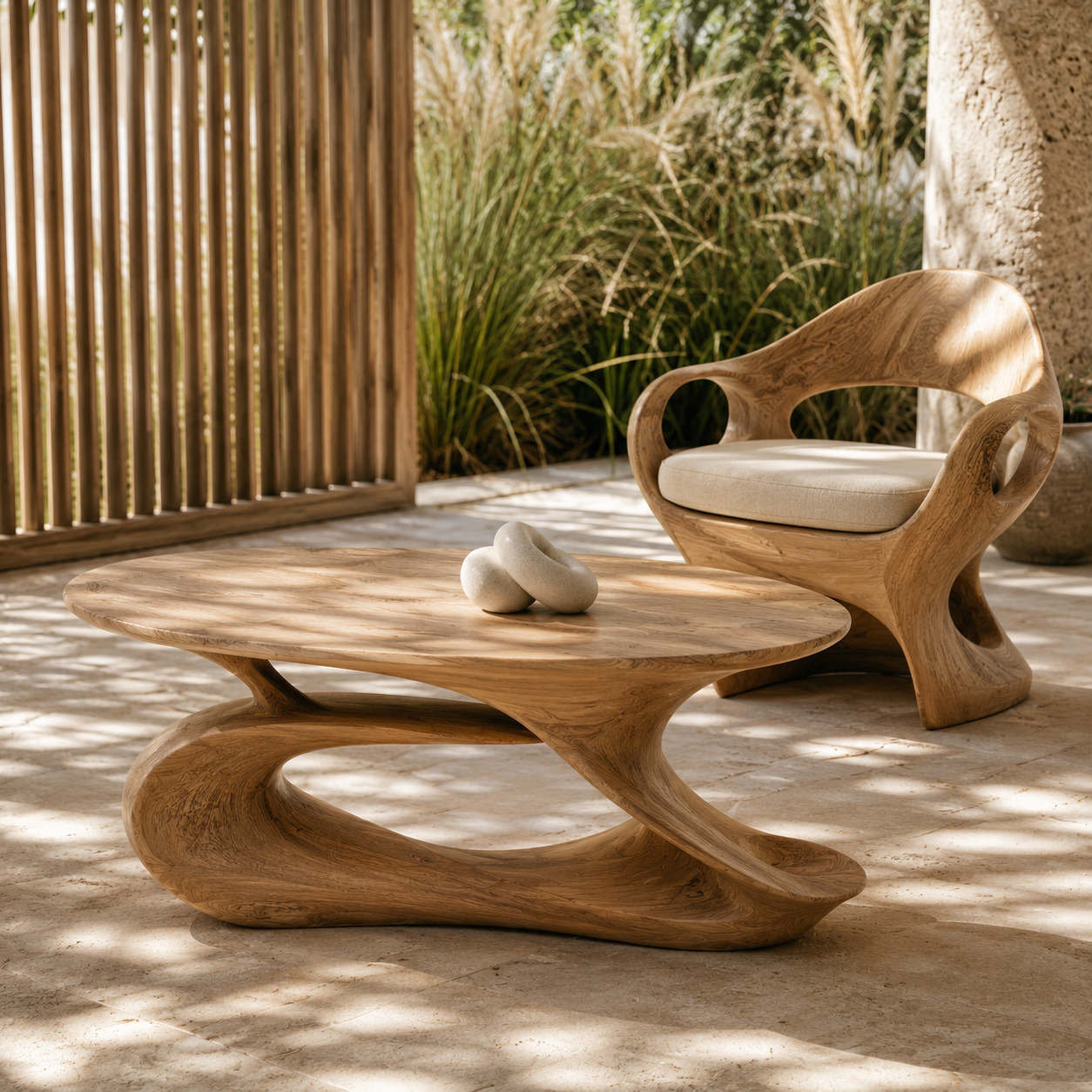 Slatton Round Solid Wood Coffee Table With Shelf For Living Room