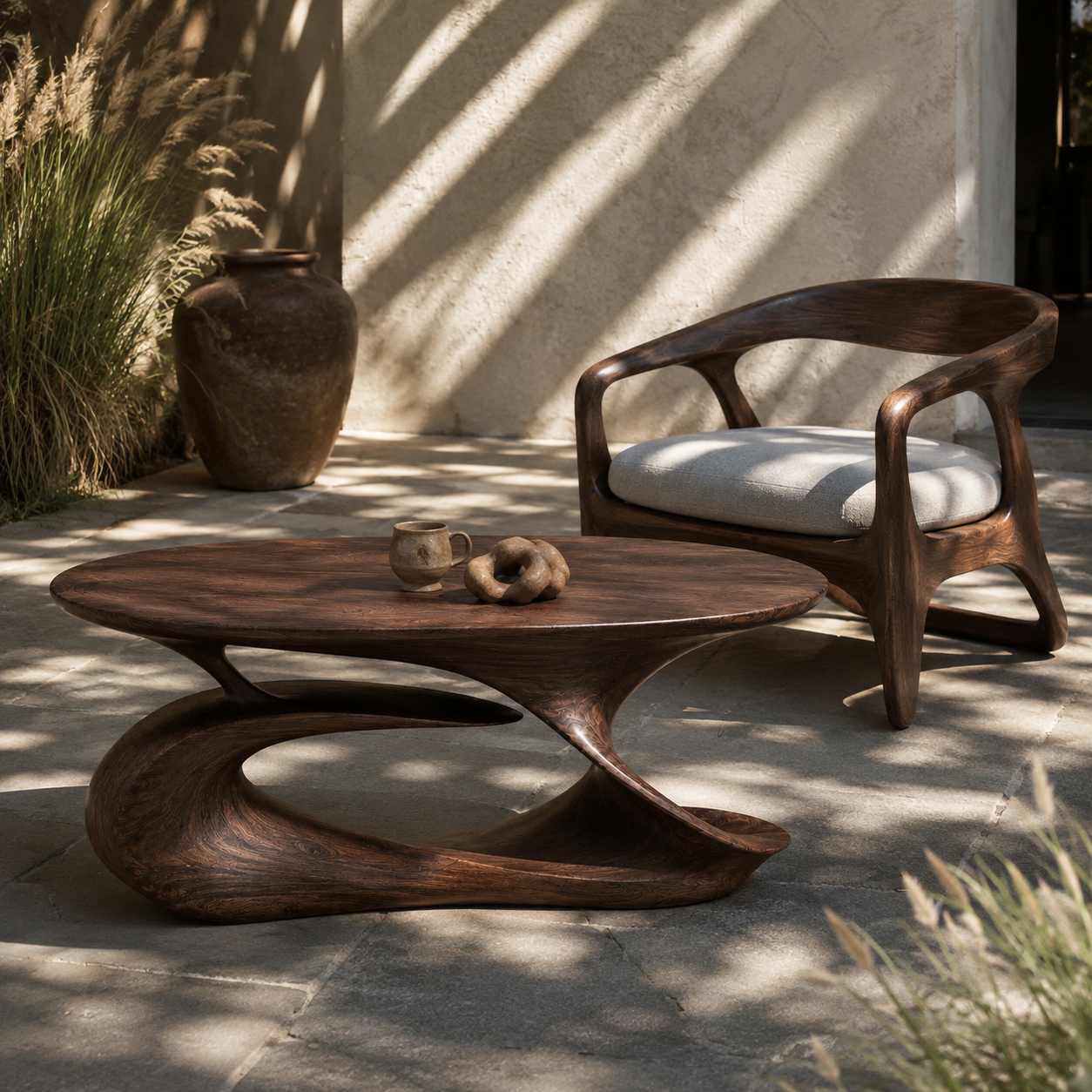 Slatton Round Solid Wood Coffee Table With Shelf For Living Room