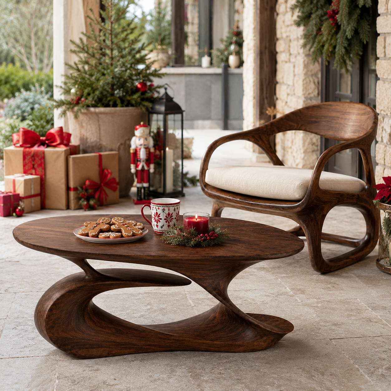 Slatton Round Solid Wood Coffee Table With Shelf For Living Room