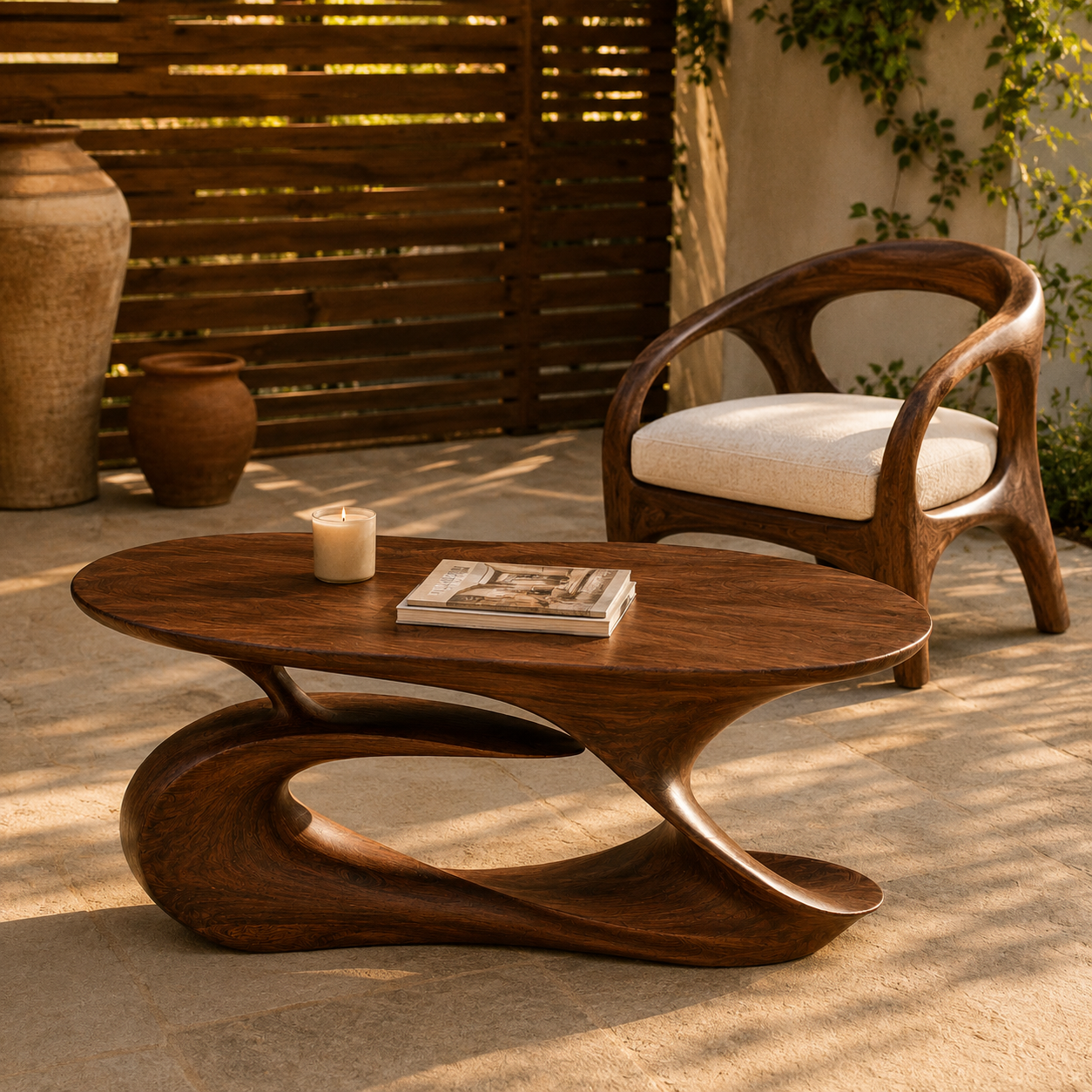 Slatton Round Solid Wood Coffee Table With Shelf For Living Room