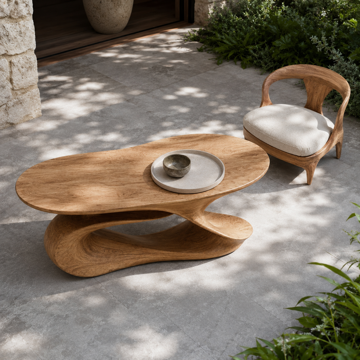 Slatton Round Solid Wood Coffee Table With Shelf For Living Room
