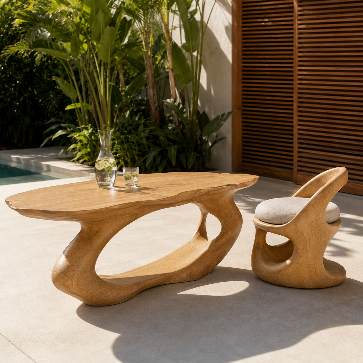 Terrano Organic Edge Solid Wood Coffee Table For Living Room