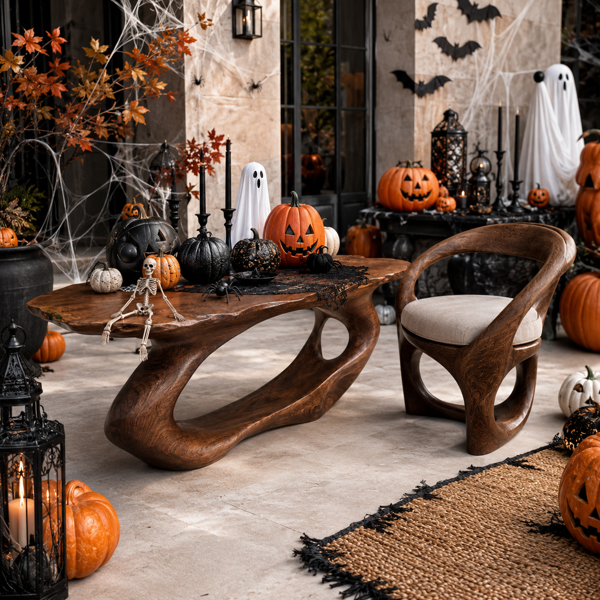 Terrano Organic Edge Solid Wood Coffee Table For Living Room