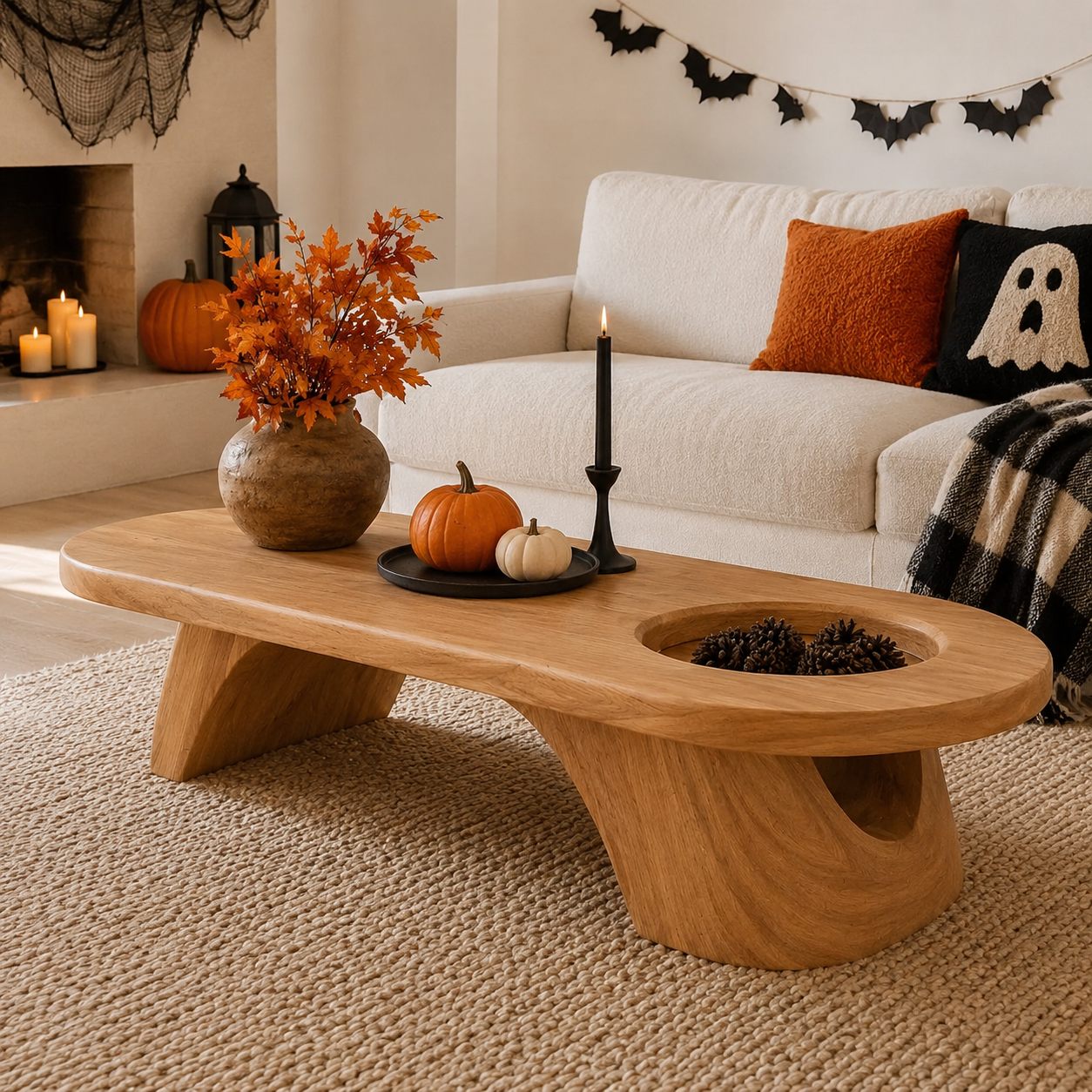 Tharon Sunken Basin Solid Wood Coffee Table For Living Room