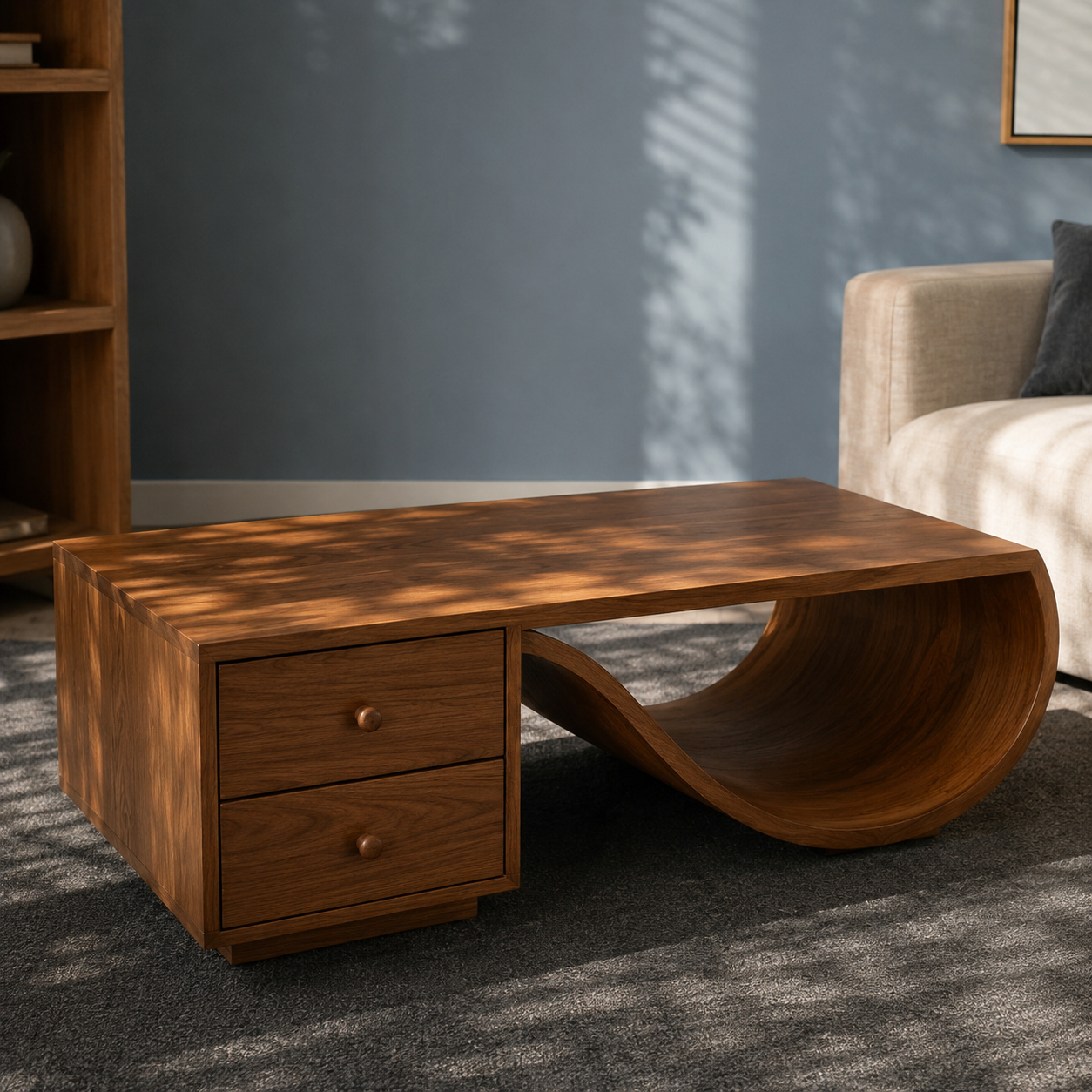 Curva Ribbon Solid Wood Coffee Table For Living Room