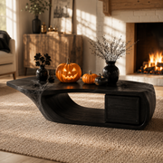 Sculptural Open Loop Solid Wood Coffee Table For Living Room