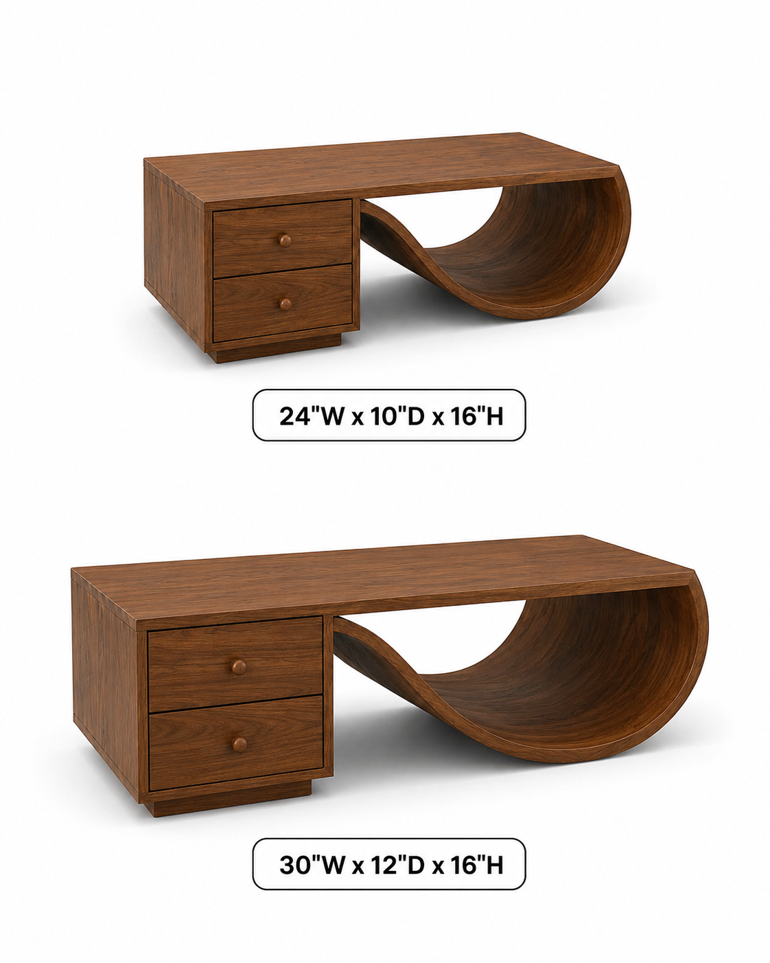 Curva Ribbon Solid Wood Coffee Table For Living Room