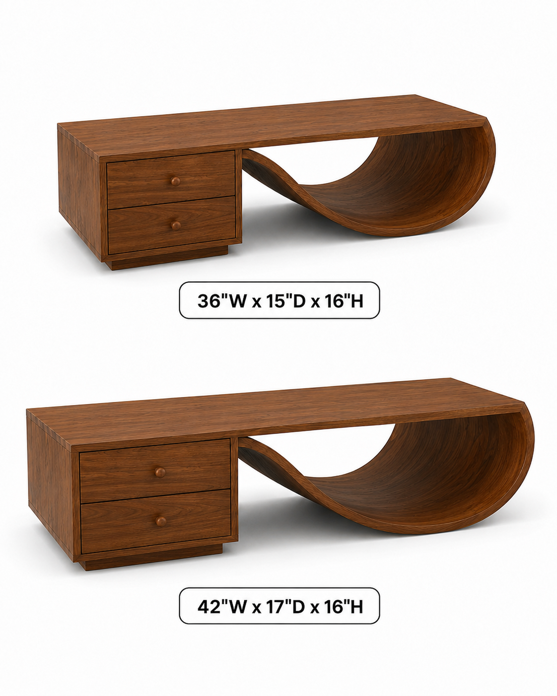 Curva Ribbon Solid Wood Coffee Table For Living Room