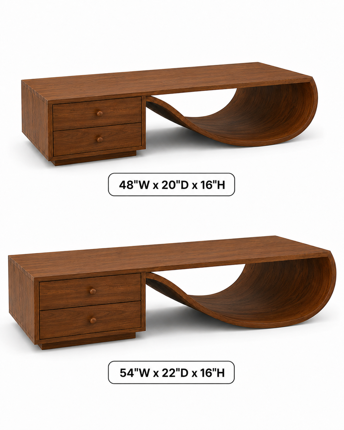 Curva Ribbon Solid Wood Coffee Table For Living Room