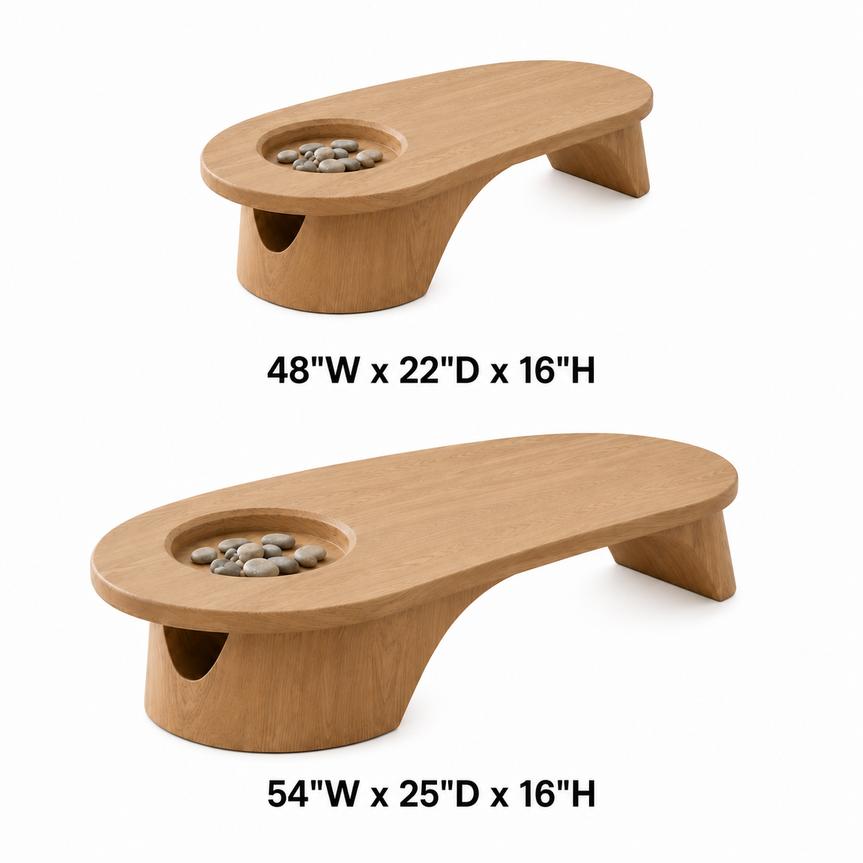 Tharon Sunken Basin Solid Wood Coffee Table For Living Room