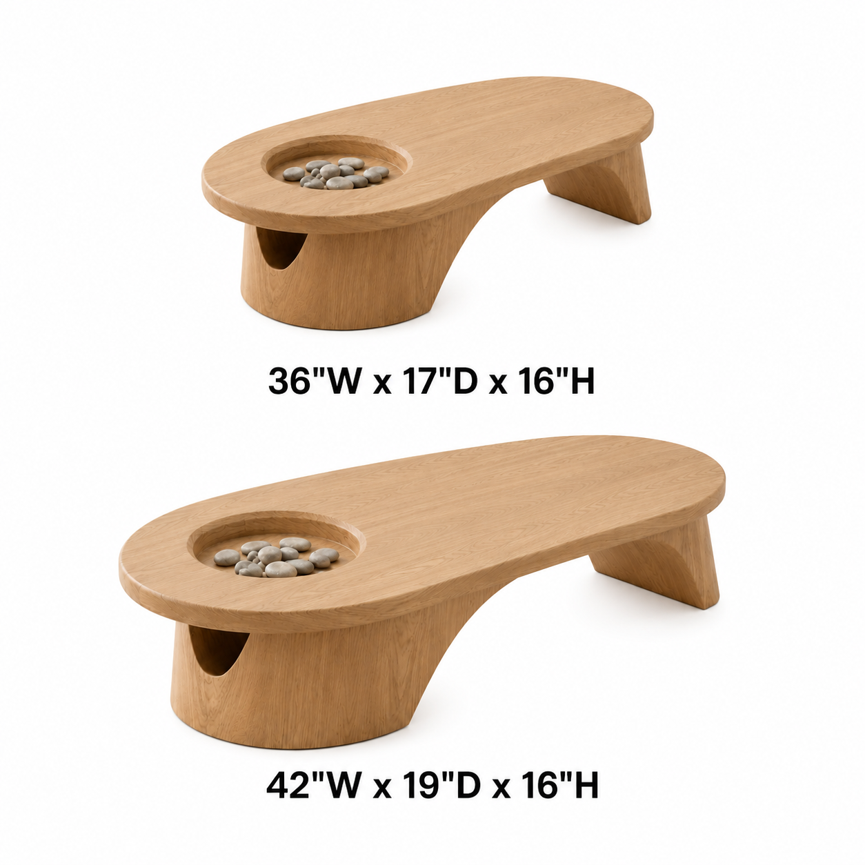 Tharon Sunken Basin Solid Wood Coffee Table For Living Room