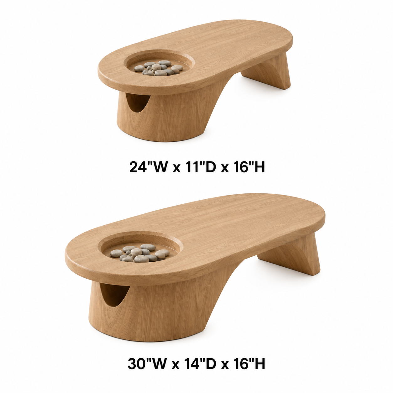 Tharon Sunken Basin Solid Wood Coffee Table For Living Room