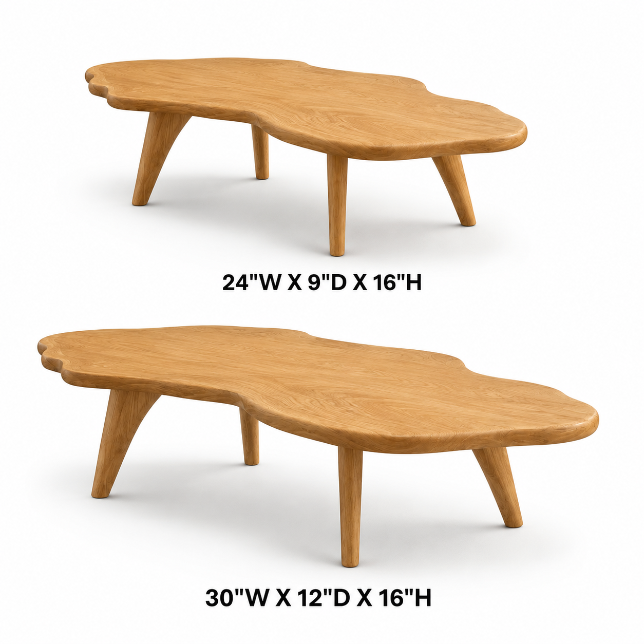 Nyssa Asymmetrical Solid Wood Coffee Table For Living Room