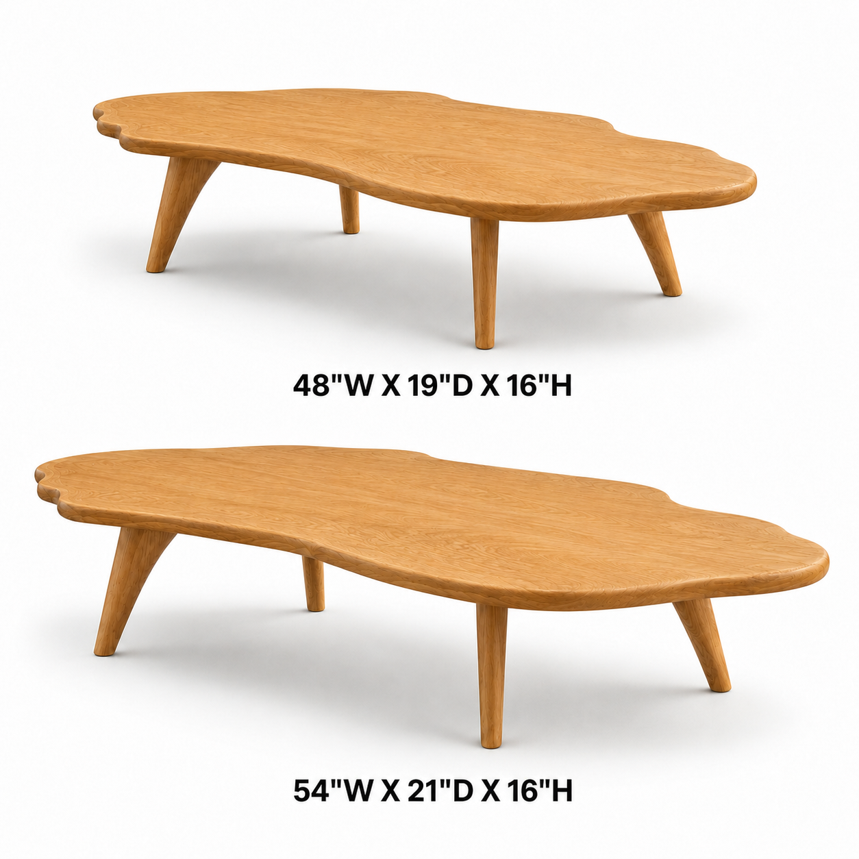 Nyssa Asymmetrical Solid Wood Coffee Table For Living Room