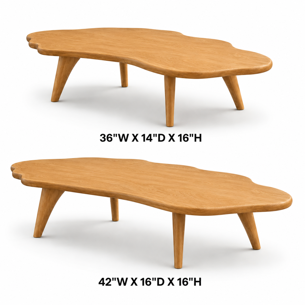 Nyssa Asymmetrical Solid Wood Coffee Table For Living Room