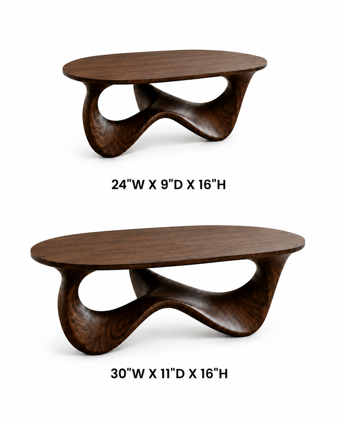 Elara Fluid Base Solid Wood Coffee Table For Living Room